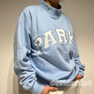 PARKE Women's Sky Blue Mock Neck Sweatshirt